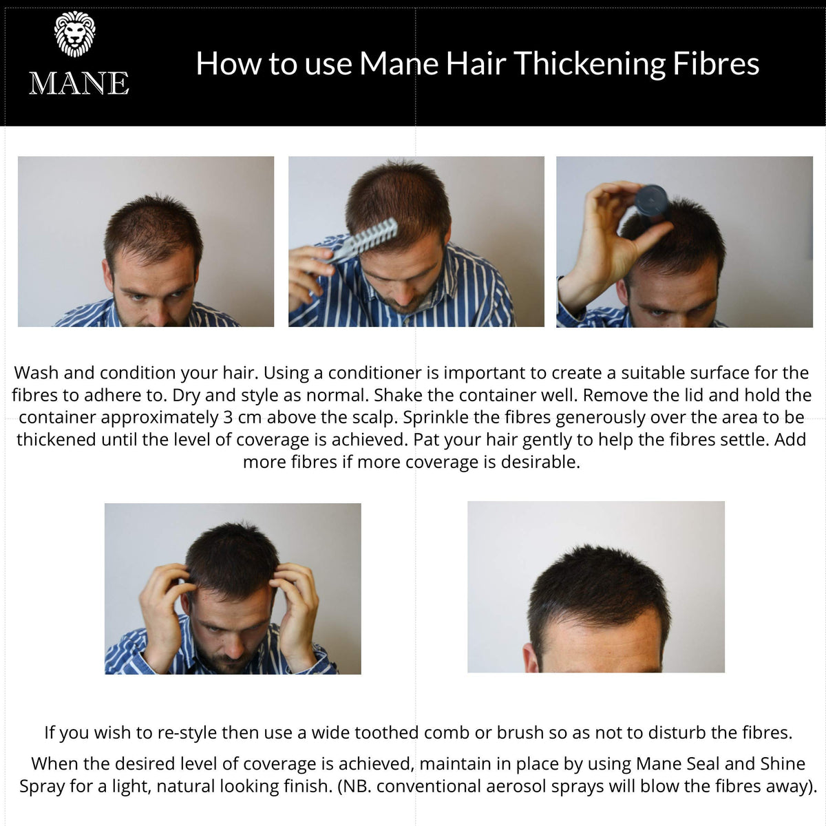 MANE Hair Thickening Fibres by Mane - Direct from the manufacturer - (Black) 15 grams