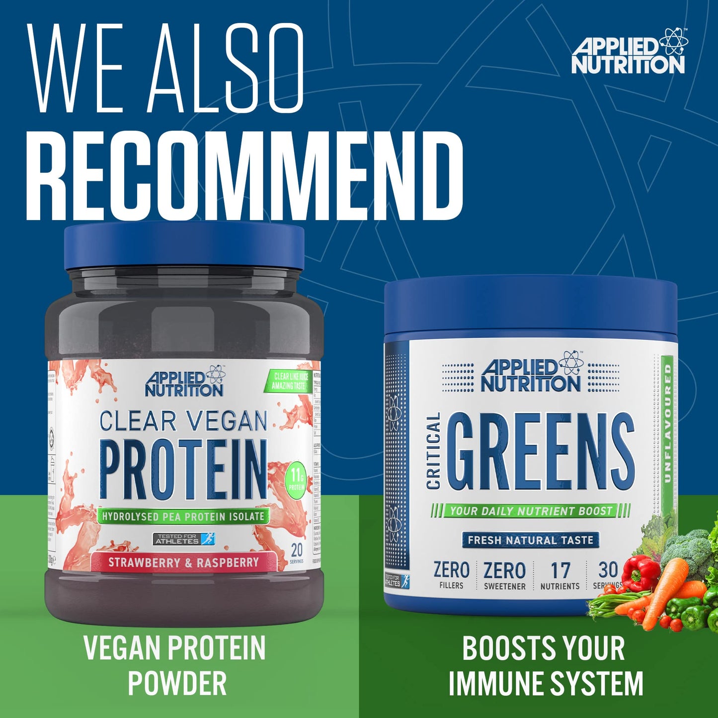 Applied Nutrition Critical Plant Protein - Vegan Protein Powder, Plant Based Supplement (450g - 15 Servings) (Strawberry)