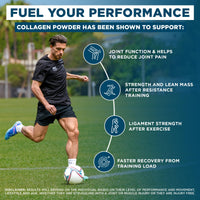 Kinetica Sports Collagen Powder - Berry Flavour | 350g | 5g FORTIGEL Bovine Collagen/Serve, 320mg Vitamin C, 5μg Vitamin D, 100mg Hyaluronic Acid & 500mg Glucosamine Sulphate | Joint & Muscle Support