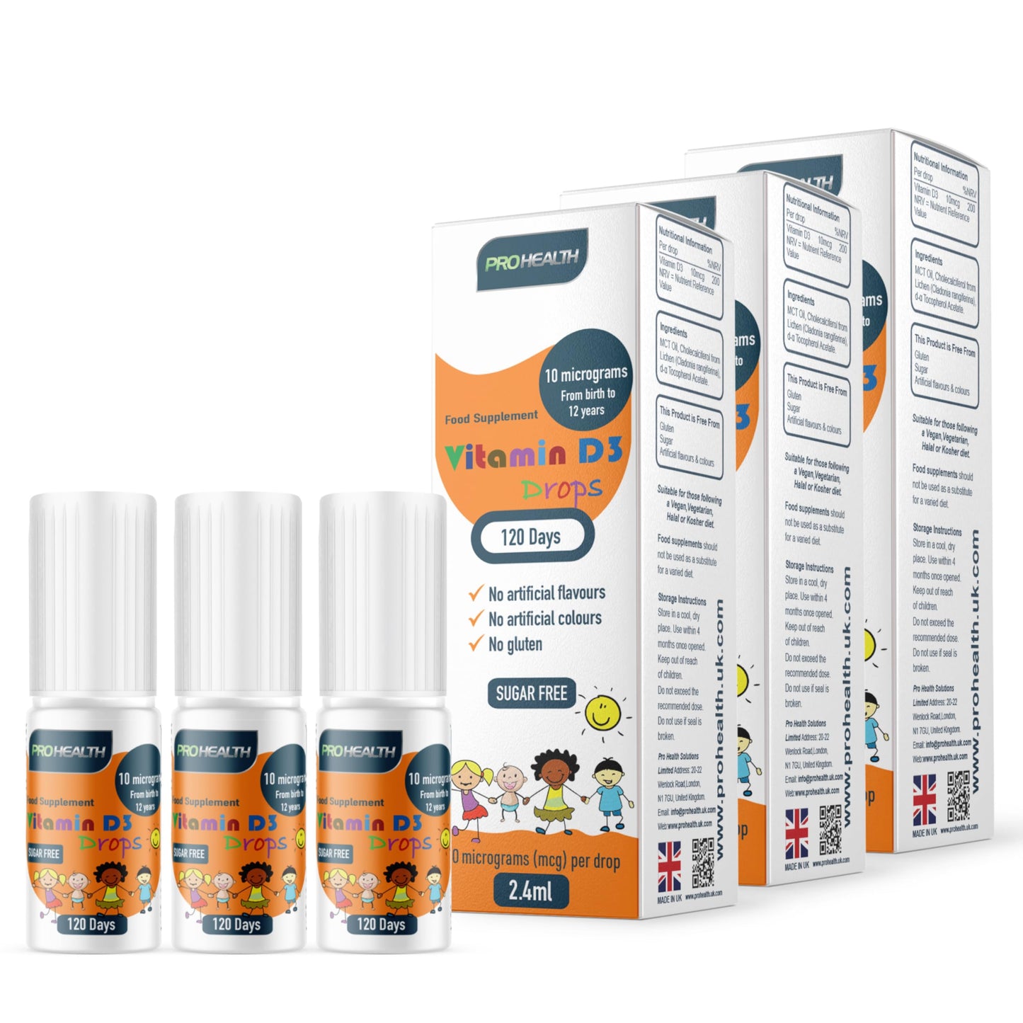 PROHEALTH ProHealth 10 UG 120 Drops- Daily Vitamin D3 Supplement for Infant and Young Children (Pack of 3)
