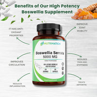 Boswellia Serrata Capsules 5000mg | Market-Leading Boswellic Acid 425mg Per Capsule | 4-Month Supply - 120 Capsules | Joint and Inflammation Support | Vegan, Non-GMO and Third-Party Lab Tested