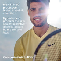 ISDIN Fotoprotector Fusion Water MAGIC by Alcaraz Facial Sunscreen with Ultralight Texture and Watery External Phase with Refreshing Effect, 50 ml