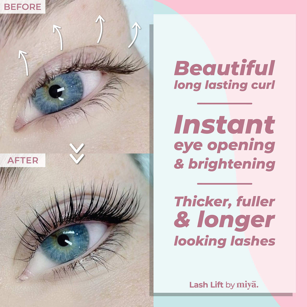 MIYA LASH 2 in 1 Lash Lift & Brow Lamination Lotion Set | Sachet Refill for Lash Lift Kit & Eyebrow Perm | Fast Acting 3-Step Lifting, Setting Lotions with Nutrition Serums | 10 Treatments | Salon Use