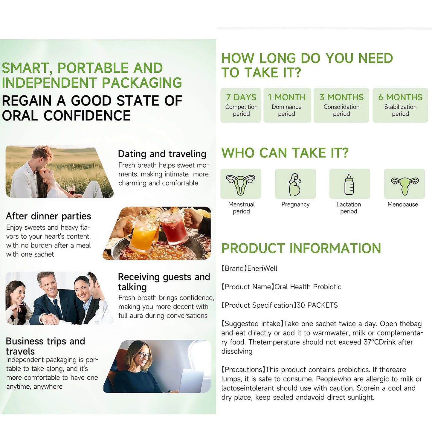 40 Billion CFU Oral Health Probiotic with Prebiotic, Multi Strain Probiotics for Gut Health with Lactobacillus, Multi-Dimensional Compound for Mulajointly Protecting The Oral Cavity 30Packs