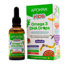 Apokra APOKRA Kids Omega 3 Vegan DHA Drops | Liquid Algae Oil Omega-3 for Children | Plant-Based Fish Oil Supplements Alternative | No Fishy Taste, Sugar & Preservative Free | Natural Orange Flavour | 50ml