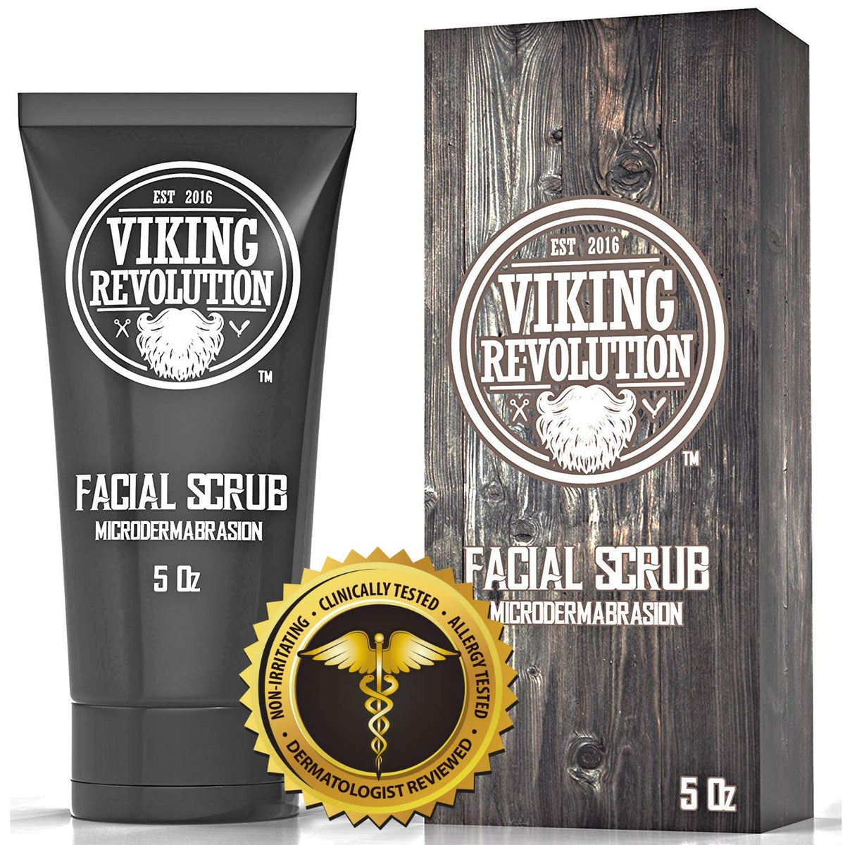 VIKING REVOLUTION Viking Revolution - Face Scrub - Microdermabrasion Mens Face Wash - Facial Cleanser for Exfoliating, Cleansing, Removing Blackheads, Acne, Ingrown Hairs - Face Wash Men - 30 ml