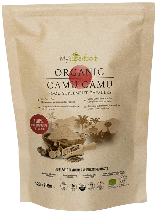 Camu Camu Capsules | Certified Organic | 1500mg per Serving | 120 Capsules | Natural Source of Vitamin C | 100% Recommended Intake | MySuperfoods