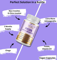 Euphoria Bliss Myo-Inositol & D-Chiro Inositol Blend Capsule, Vitamin D3, Lions, Chaga, Ashwagandha, Folate, PCOS Support Supplement, Hormonal Balance, Healthy Ovarian Function Support for Women, 120 Caps