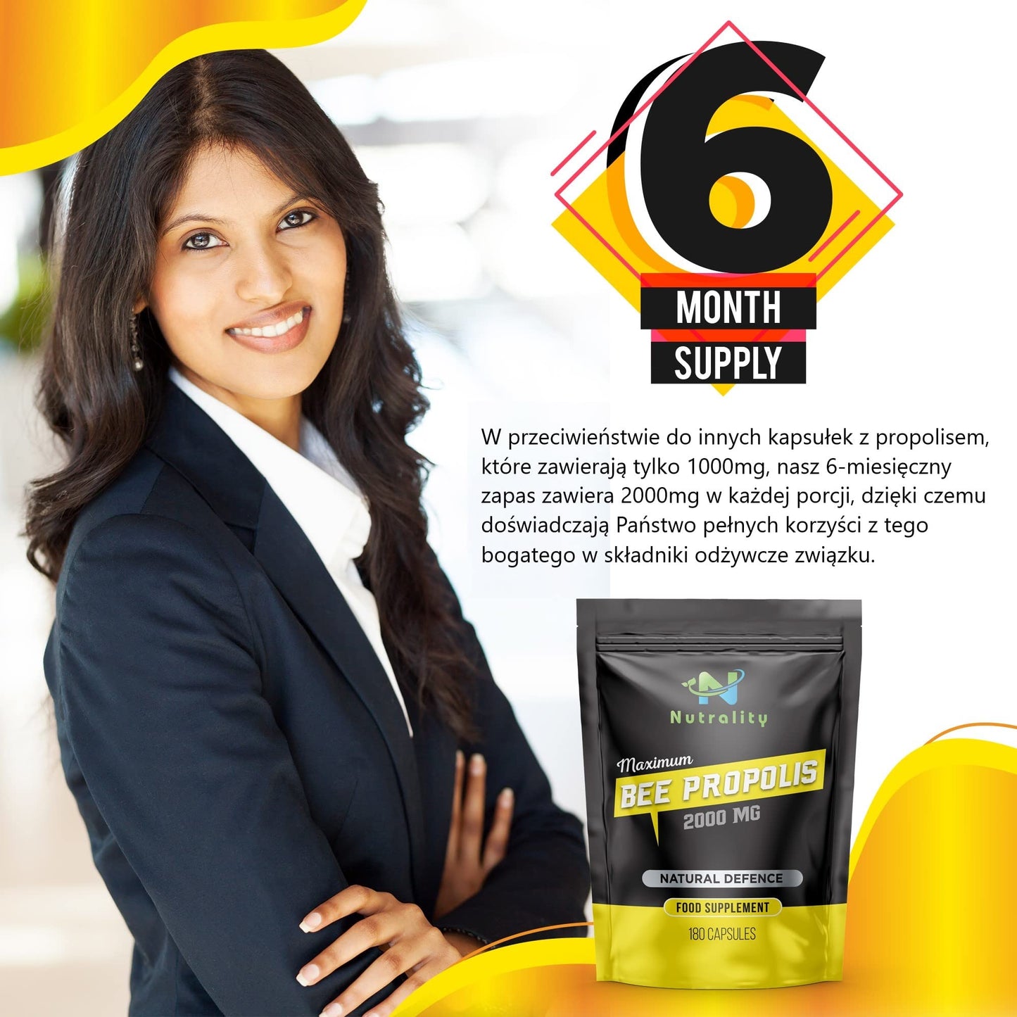 Nutrality Bee Propolis 2000mg | Maximum Strength, High in Antioxidants for Immune System Support, Natural Antibiotic | Vegetarian & Allergen Free | 180 Capsules