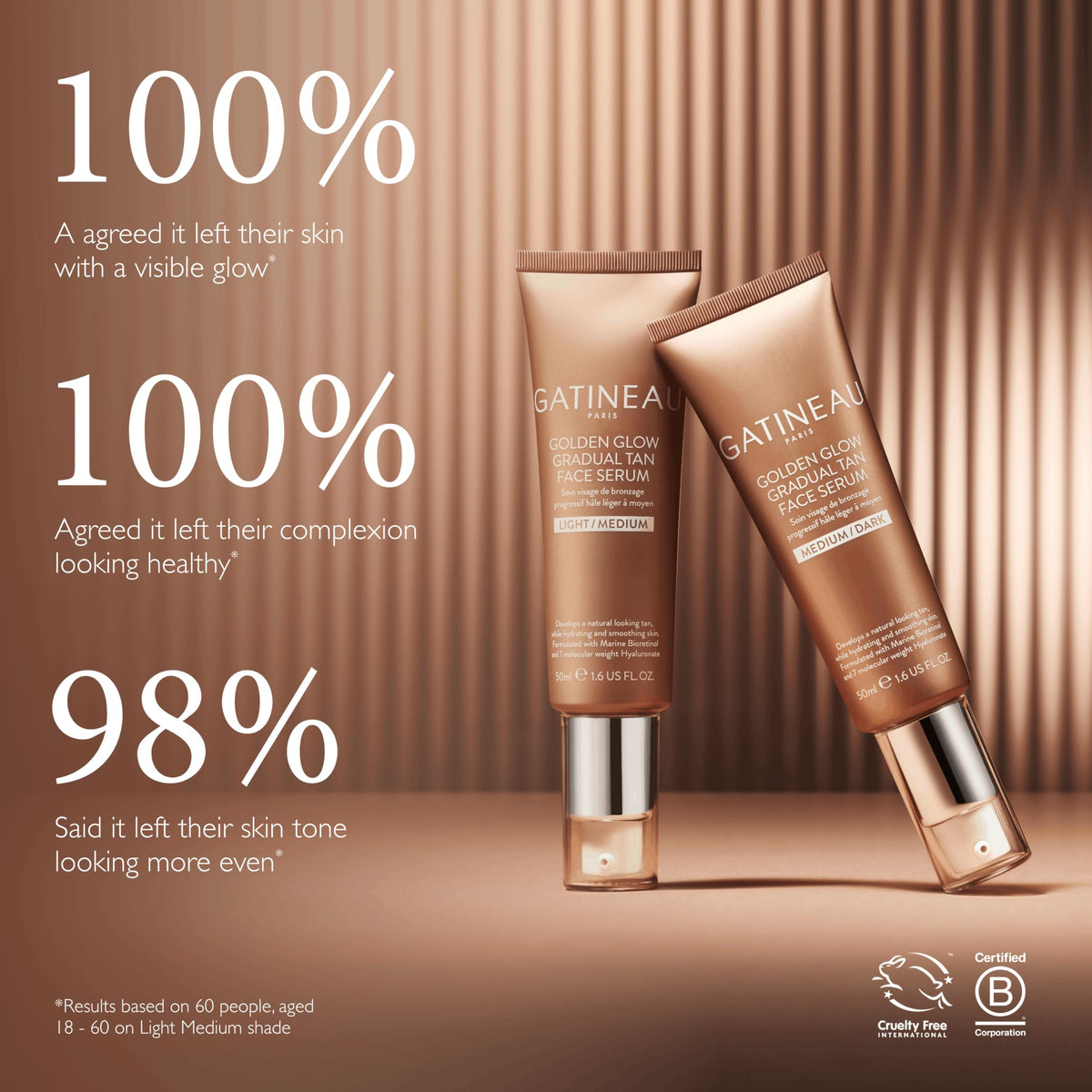 Gatineau GATINEAU Golden Glow Gradual Tan Face Serum - 50ml, Hyaluronic Acid & Marine Bio-Retinol, Smooths Complexion, Natural and Radiant Glow, Suitable for Sensitive Skin, Light/Medium