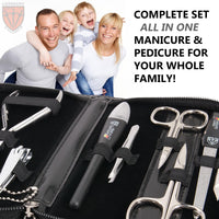 3 Swords Germany - brand quality 10 piece manicure pedicure grooming kit set for professional finger & toe nail care scissors clipper fashion leather case in gift box, Made by 3 Swords (000415)