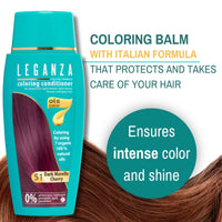 Leganza Hair Coloring Conditioner Natural Balm Color Dark Morello Nº 51 | Enriched with 7 Natural Oils | Ammonia, PPD and Paraben Free | 150 ml