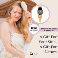 Eco Bath London Bamboo Hair Brush with Boar Bristles - Eco-Friendly Detangling Hairbrush for All Hair Types, Suitable for Women, Men, and Kids