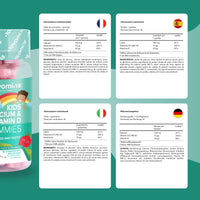 novomins Kids Calcium Gummies - 160mg of Calcium Supplement - with Vitamin D3 K2 - Healthy Bones & Teeth - Alternative to Calcium Tablets - Vegetarian & Gluten-Free - 30 Calcium Gummies for Kids - Novomins