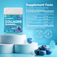 Marine Collagen Gummies - Hydrolysed Collagen Peptides with Biotin, Hyaluronic Acid & Vitamin C - Collagen Supplements for Women and Men - 120 Gummies. Collagen for Skin, Hair & Nails 2 Months Supply