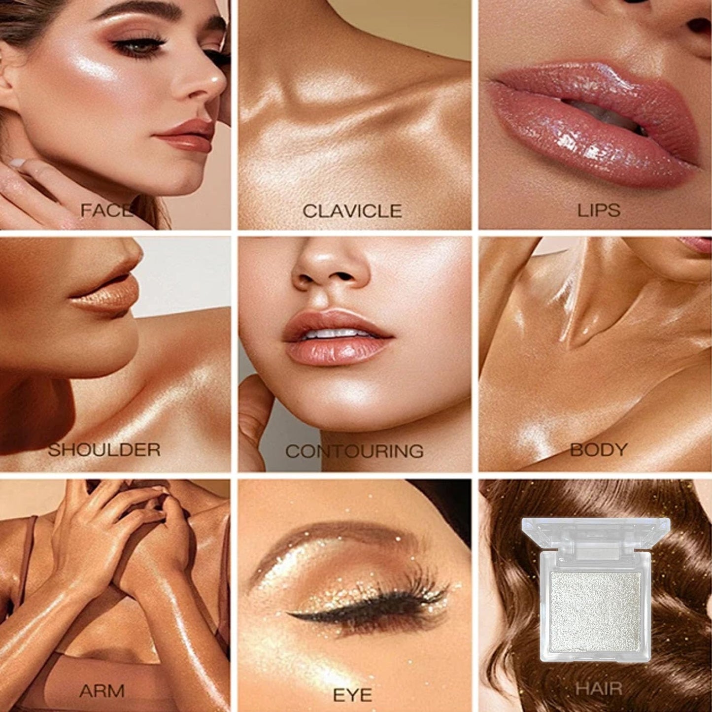 LYNTYAOU Highlighter Powder, Diamond Shine Highlighter, Glitter Face Highlighter Palette, Sparkly Waterproof Long Lasting Lightweight Colors for Highlighting and Contouring Makeup Palette