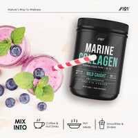Marine Collagen Powder Supplement - Wild-Caught Canadian Marine Collagen - Unflavoured - Types 1 & 3 Collagen Peptides - Hydrolysed Deep Ocean Canadian Source. Non GMO, Gluten Free, Halal. 400g