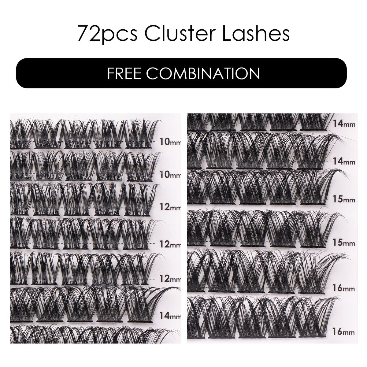 Magnetic SL Individual Lashes 72 Cluster Lashes 3D False Eyelashes Natural Look D Curl Reusable Fluffy Individual Cluster Lashes Soft Eyelashes DIY Cluster Eyelash Extensions Mix 10-16MM-DM01