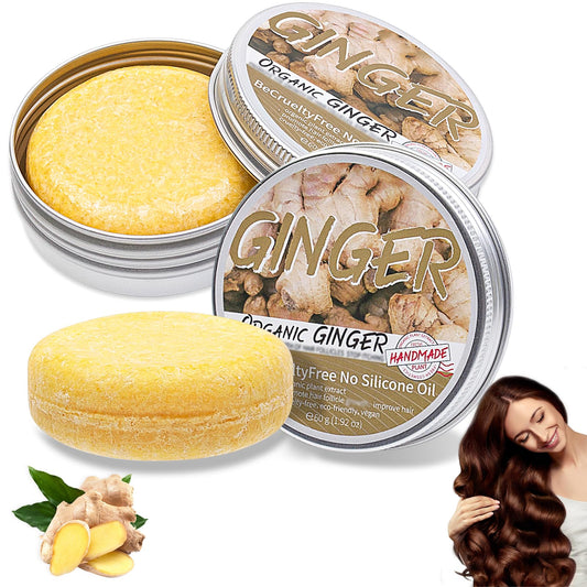 Samkeen Ginger Hair Shampoo Bar, Ginger Shampoo Bar, Ginger Shampoo Soap, Natural Organic Ginger Shampoo Soap for All Hair Types, Moisturize Hair and Control Oil (2pcs Ginger)