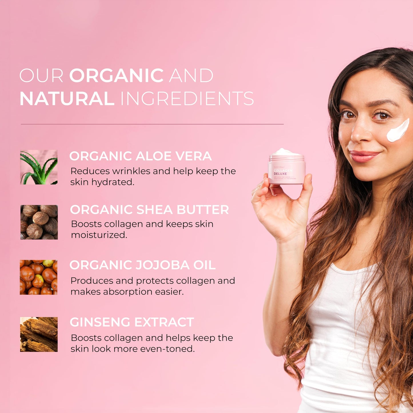 Swedish Collagen Retinol Day Cream I Hydrated & Smooth Skin Treatment I Vitamin E, Organic Aloe Vera, Shea butter, Jojoba Oil I Made in Sweden - 50ml