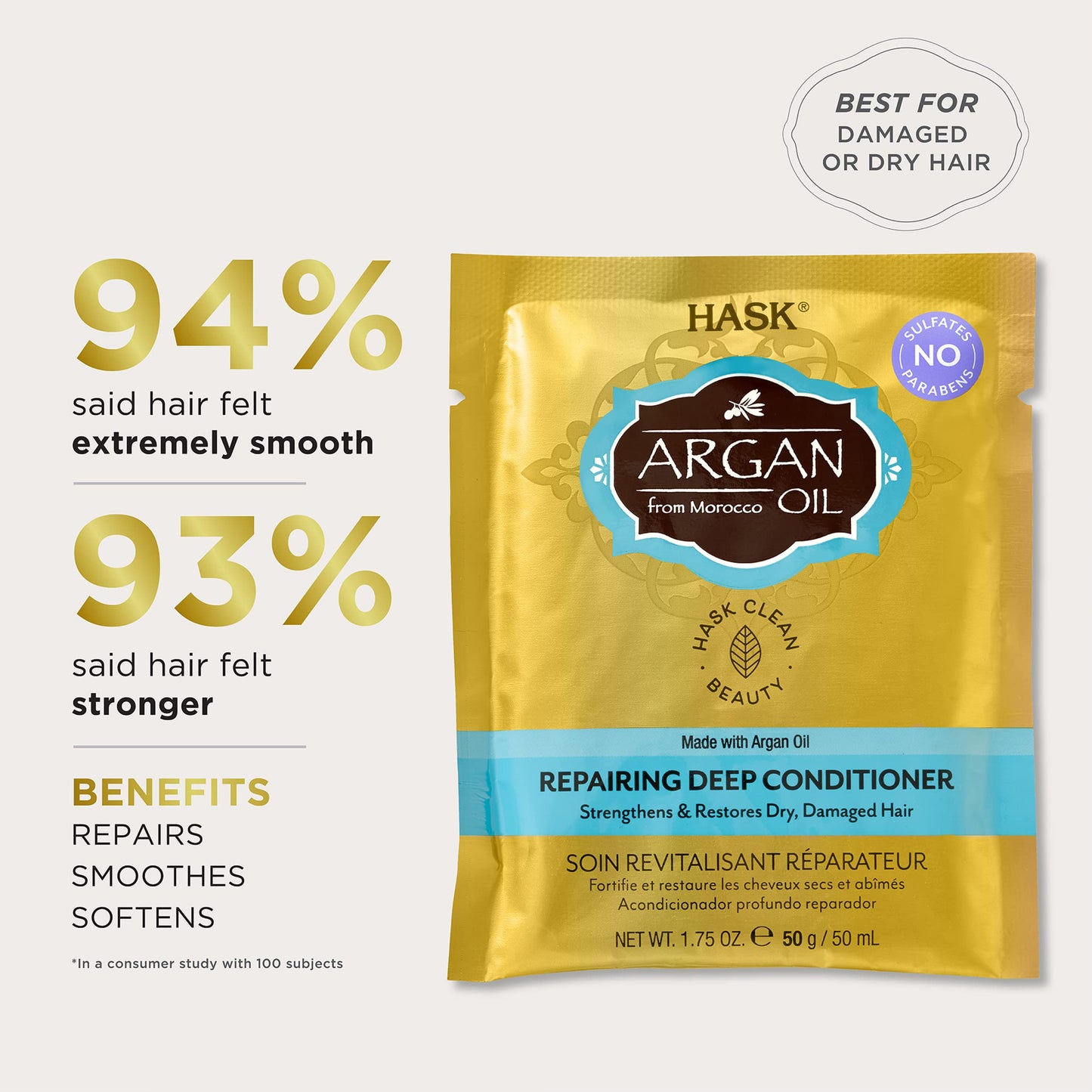 Hask Argan Oil From Morocco Repairing Deep Hair Conditioner Treatment, 50 ml