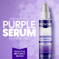 PROVOKE Touch of silver Brighten and Defrizz Purple Serum 100 ml. Neutralise Brassy Tones. Anti Frizz, Seal Split Ends. Plant-Based Keratin. Purple Pigments. For Blonde, Highlighted and Grey Hair