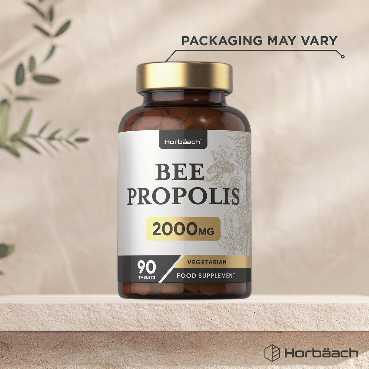Horbäach Bee Propolis Extract 2000mg | Flavonoids Propolis Supplement | High Strength 5:1 Extract | 90 Vegetarian Tablets (Not Capsules) | by Horbaach
