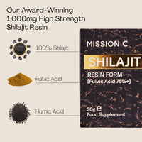 Shilajit from The Himalayas - 30g High Grade - 100% Pure, Rich in Fulvic & Humic Acid, Contains 85 Minerals, Immune System & Vitality Booster, Vegan - Lab Tested - Mission C