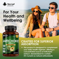 NEW LEAF PRODUCTS Artichoke Extract Tablets - 120 High Strength Artichoke Extract Tablets Enriched with Black Pepper - Artichoke Supplements No Inulin or Leaf Fibre - 5% Cynarin - 1000mg Made in UK
