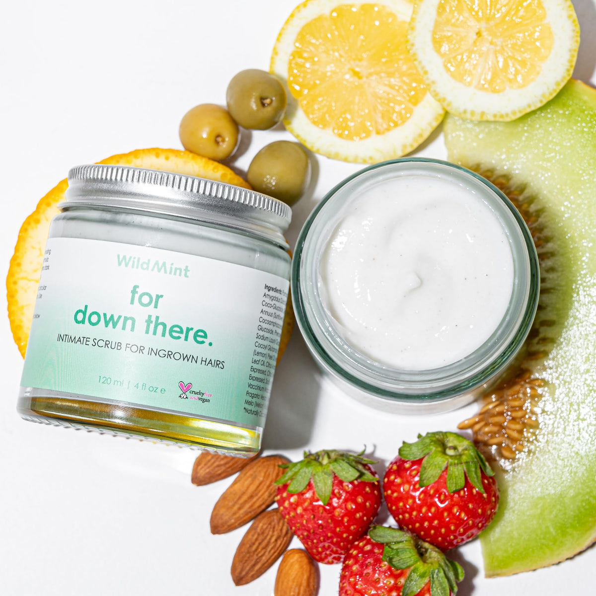 WildMint Intimate Scrub for down there| Ingrown Hairs, Razor Bumps, Hyperpigmentation |Natural Bikini Line Exfoliator for Shaving Rouitine| Removes Dead Skin | UK Made Vegan & Cruelty-Free | 120ml