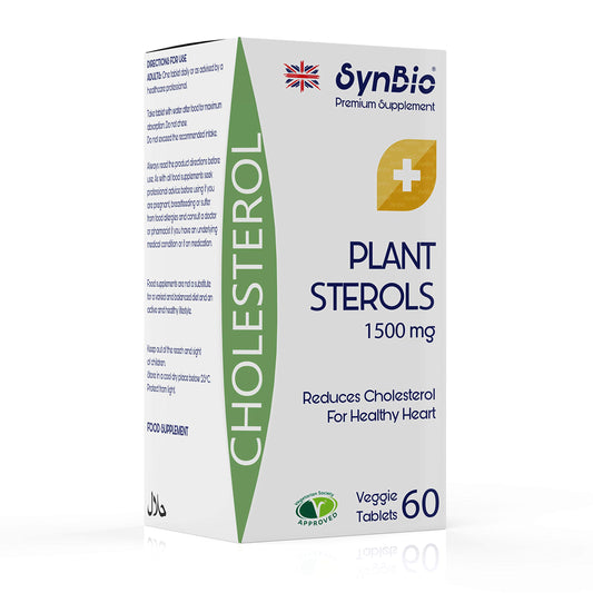 SynBio Premium+ - Plant Sterols | 60 Tablets | Vegetarian | Maintain & Lower Cholesterol Levels | Proven Supplement to Lower Cholesterol Levels | Supports Heart Wellbeing | Made in The UK