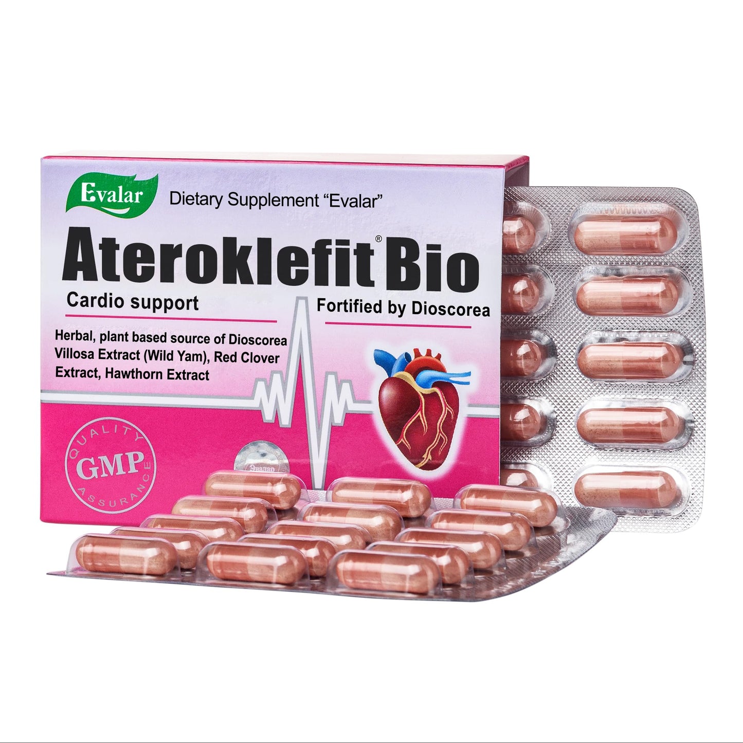 Evalar Dioscorea Villosa Wild Yam Red Clover Extract Ateroklefit Herb 30 Caps
