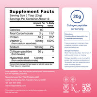 Vital Proteins Collagen Peptides Advanced, Hydrolyzed Peptides with Hyaluronic Acid and Vitamin C - Strawberry Lemon Flavor Powder, 10.5oz