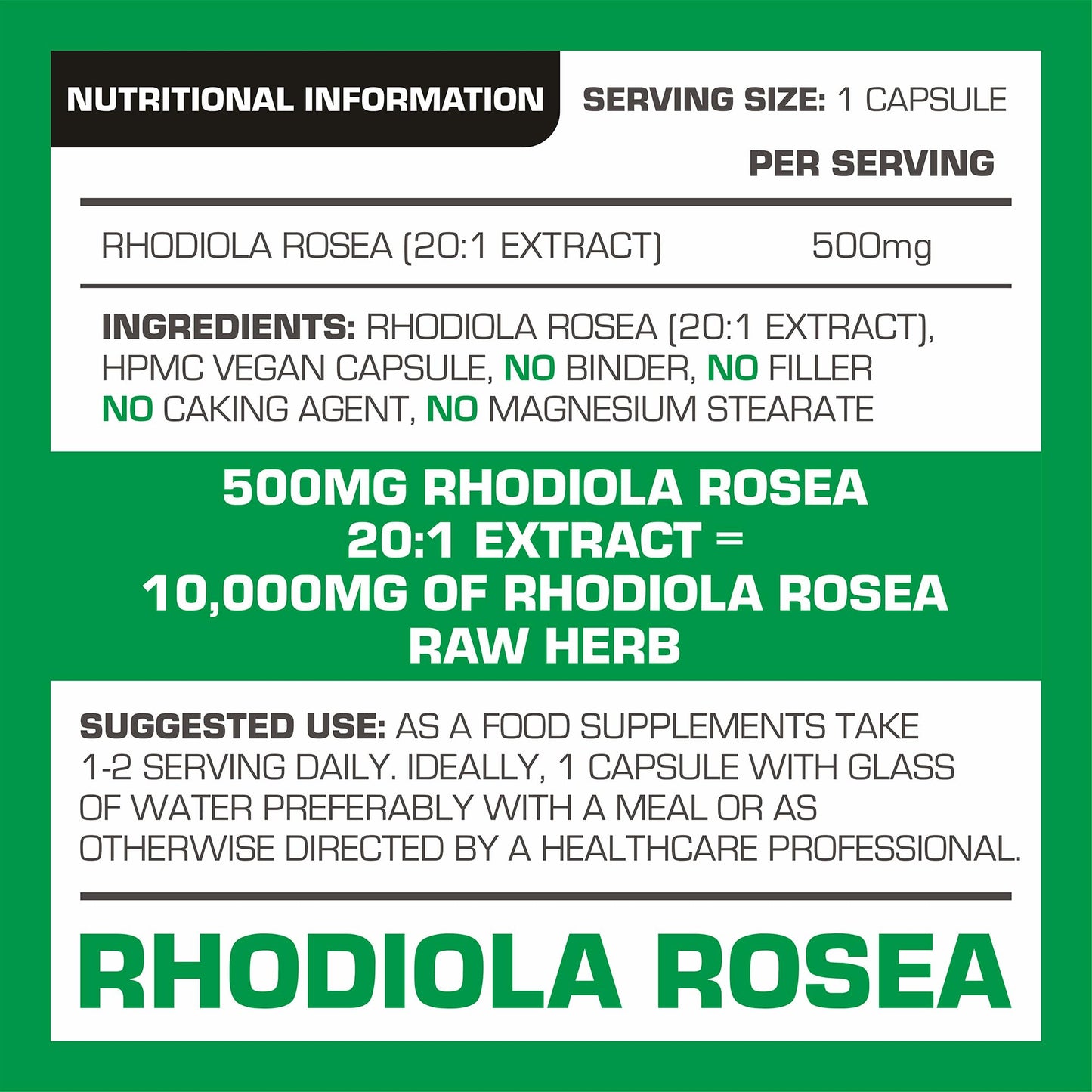 Rhodiola Rosea Extract 500mg 90 Vegan Capsules | 3% Standardised Rosavins 1% Salidrosid | Arctic Root Nootropic Adaptogen Supplement | Premium Rhodiola Root Extract | Made in UK by PROELITE
