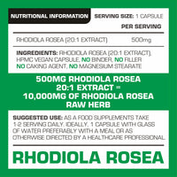 Rhodiola Rosea Extract 500mg 90 Vegan Capsules | 3% Standardised Rosavins 1% Salidrosid | Arctic Root Nootropic Adaptogen Supplement | Premium Rhodiola Root Extract | Made in UK by PROELITE