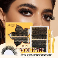 QUEWEL Lash-Clusters 320Pcs 60D+80D DIY Lash Extension Kit Mix 12-18mm Cluster-Lashes with Lash Bond and Seal and Lash Tweezer, Easily Create Thick and Charming Eyes at Home(60D+80D D MIX12-18 Kit)