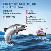 NFO Omega 3 6 9 Salmon Oil [120 Capsules] Made in Norway High-dose Salmon Oil with high DPA, EPA, DHA Concentration in The Form of triglycerides A Natural Complex with Fish Oil from Fresh Wild Fish