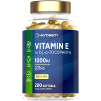 Horbäach Vitamin E Capsules High Strength 1000iu | 200 Count | Vitamin E as DL-Alpha Tocopheryl Acetate | No Artificial Preservatives | By Horbaach