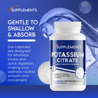 X supplements X Supplements Potassium Citrate Capsules | 600mg Per Serving | 60 Vegan Capsules | 2 Month Supply | High Strength Potassium Supplements for Kidney Health | Muscle & Nerve Function