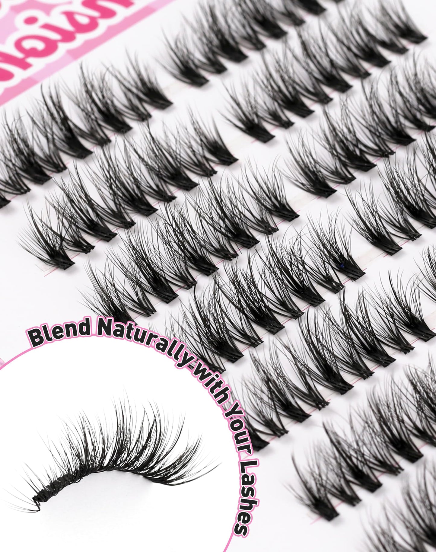 Jiocolor Lash Clusters Wispy Individual Lashes Natural Lashes Clusters 7 Pairs DIY Mink Cluster Eyelash Extensions Fluffy D Curl Eyelash Clusters by JIOCOLOR