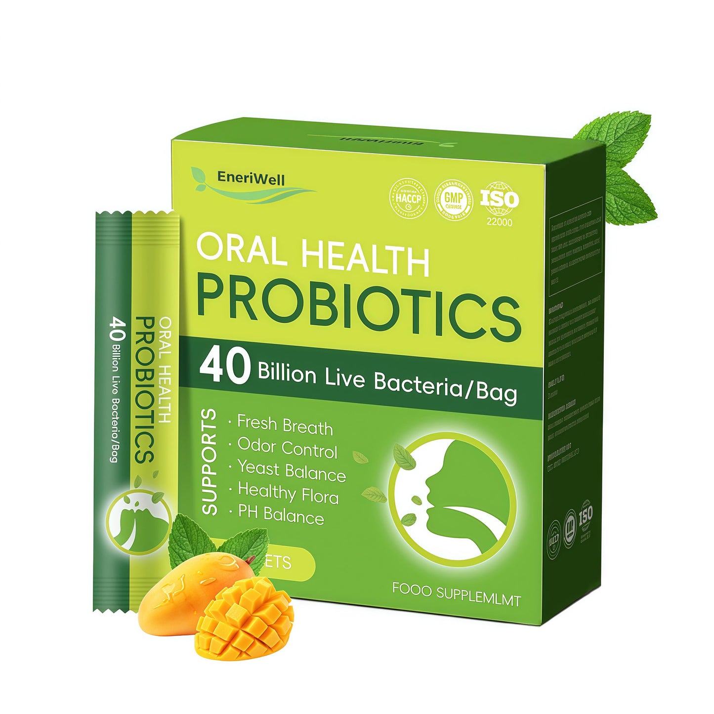 40 Billion CFU Oral Health Probiotic with Prebiotic, Multi Strain Probiotics for Gut Health with Lactobacillus, Multi-Dimensional Compound for Mulajointly Protecting The Oral Cavity 30Packs
