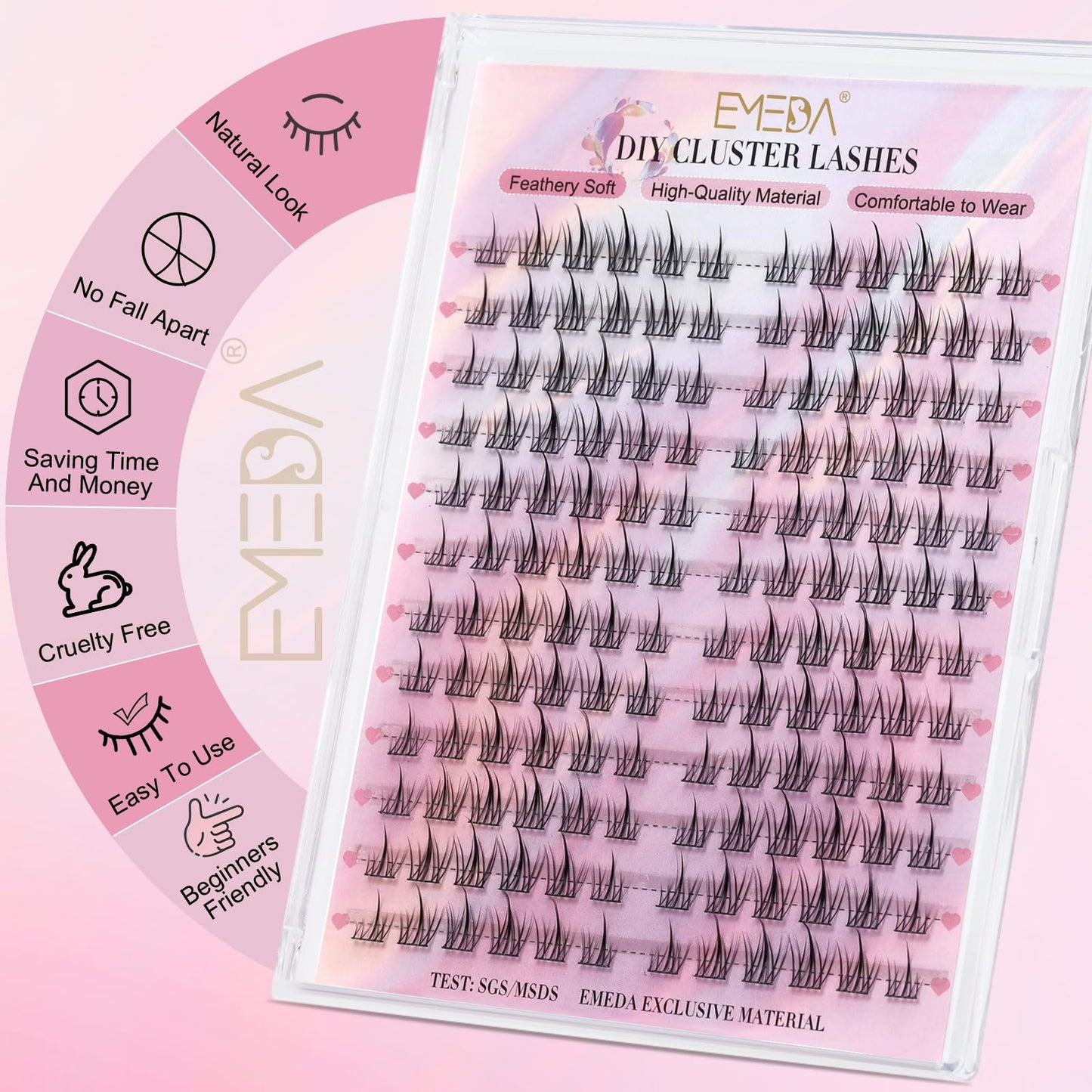 EMEDA Manga Lash Clusters Kit, Individual Lashes Wispy & Natural Cluster Lashes with Bond and Seal Tweezers, Soft Thin Band Anime False Eyelashes 10mm - 13mm Mix (flower)