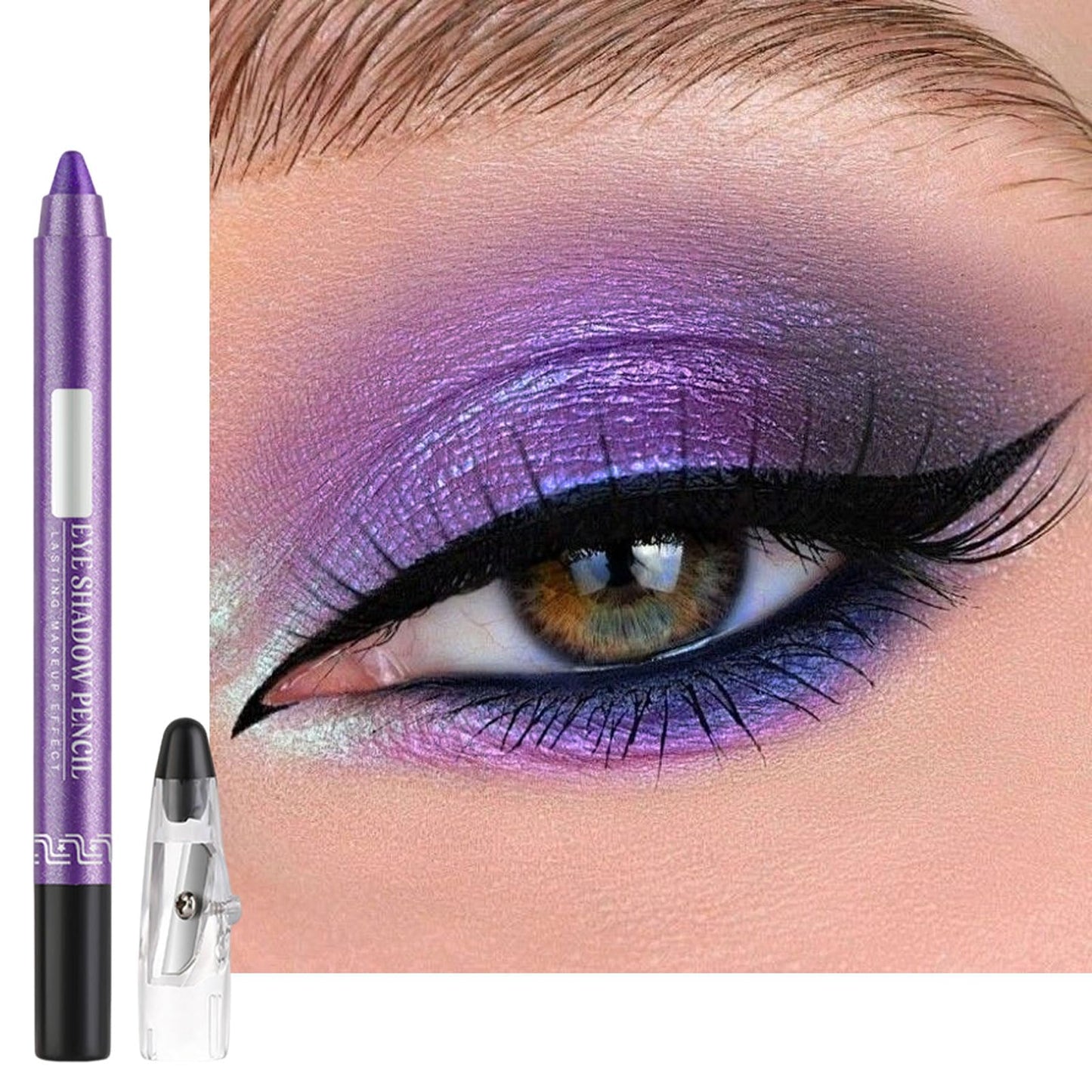 LYNTYAOU Eyeshadow Stick, Purple Eye Shadow Pen, Metal Shimmer Dark Color Eyeshadows Crayon, Pearl Cream Mermaid Glitter Pencil, Pearlescent Eyeliner, Eyes Makeup Gifts for Women