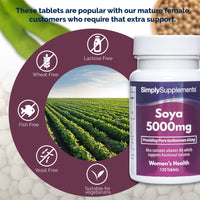 SOYA Isoflavones 5000mg | Now with Added Vitamin B6 for Hormonal Balance | Potent One-a-Day Formula | 120 Tablets = 4 Month Supply | Manufactured in The UK