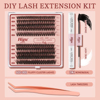 Higu clace Fluffy Cluster-Lashes Kit 60D+80D, Individual-EyeLashes Kit Mix 10-18mm, Volume Lash Cluster Kit D Curl, DIY Lash Extension Kit with Lash Bond and Seal and Lash Applicator at Home(60D+80D Mix10-18)
