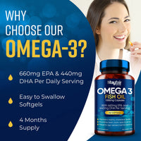 Mayfair Nutrition Omega 3 1000mg Capsules - 240 Fish Oil Tablets with 660mg EPA & 440mg DHA per Daily Serving - Supports Heart, Vision, & Brain Health - 4 Months Supply - Made in UK…