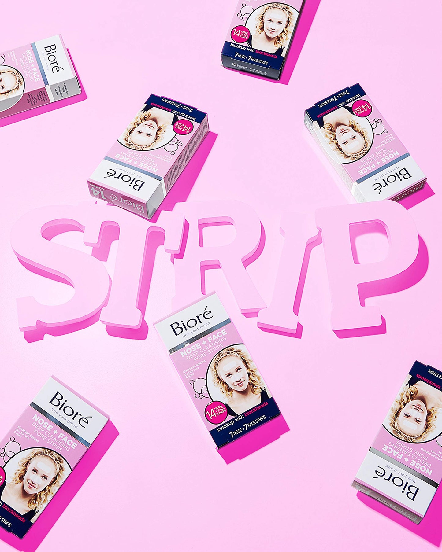 Biore Deep Cleansing Blackhead Remover Nose Strips and Face Pore Strips Combo, Pack of 14