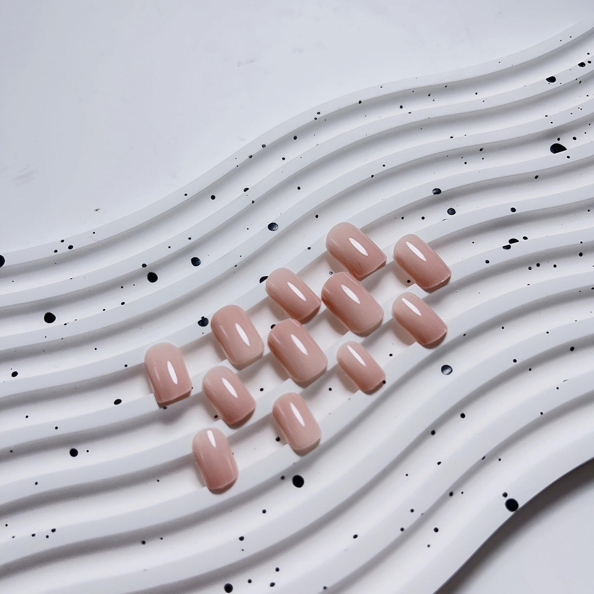 KQueenest Nude Press on Nails Short Square, Short False Nails Coffin, Glossy Solid Small Fake Nails Set, Perfectly Fit, Reusable Opaque Gel Stick on Nail for Women Daily Wear 30 Pcs