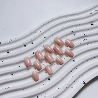 KQueenest Nude Press on Nails Short Square, Short False Nails Coffin, Glossy Solid Small Fake Nails Set, Perfectly Fit, Reusable Opaque Gel Stick on Nail for Women Daily Wear 30 Pcs