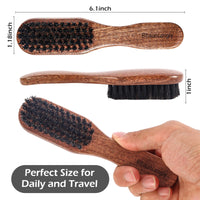 BEAUNTANGLY Beard Brush, 100% Real Wild Boar Bristle Walnut Wood Beard & Mustache Comb Brush for Men’s Beard Grooming and Care, Gift for Men to Straighten and Promote Beard Growth